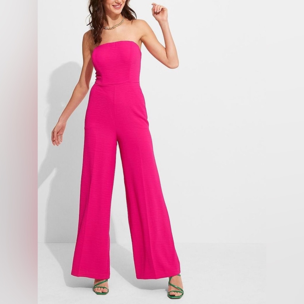 Hot Pink Express Strapless Jumpsuit